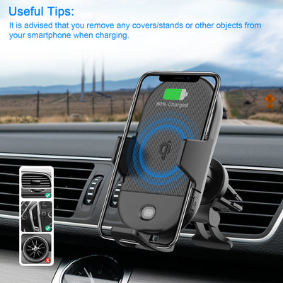 LETSCOM Line B Wireless Car Charger, Auto-Clamping, 15W Qi Fast Charging