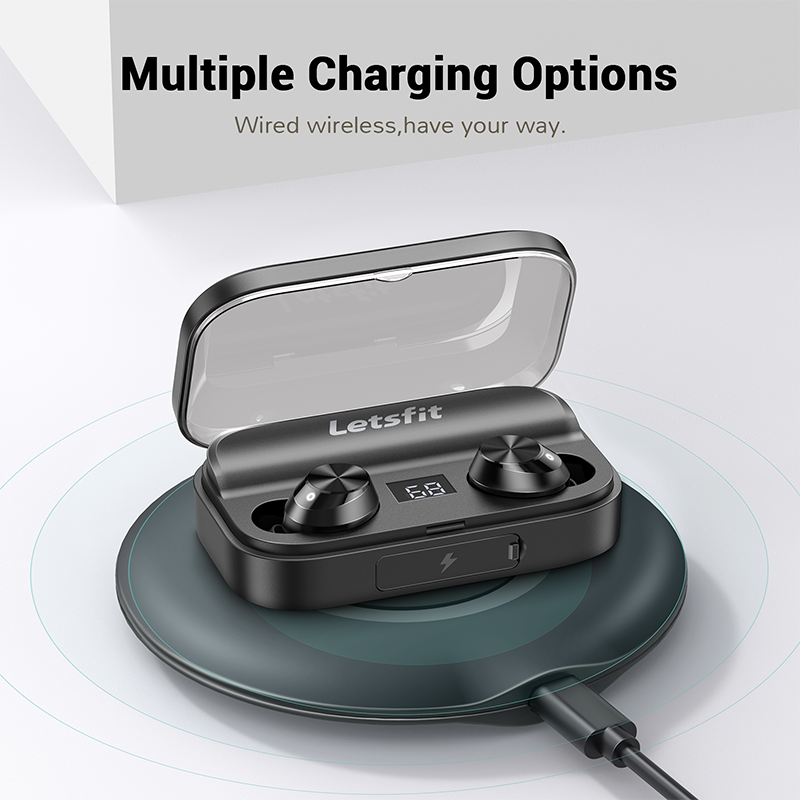 Letsfit Wireless Earbuds 100Hrs Playtime with Wireless Charging Case