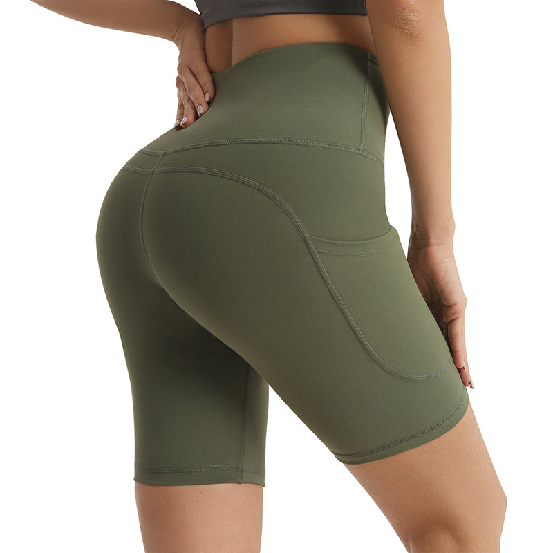Pgeraug Yoga Pants Bike Yoga Elastic High Waist Shorts Leggings Sports  Pants for Women Army Green S 
