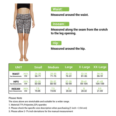 high waisted yoga shorts size guide