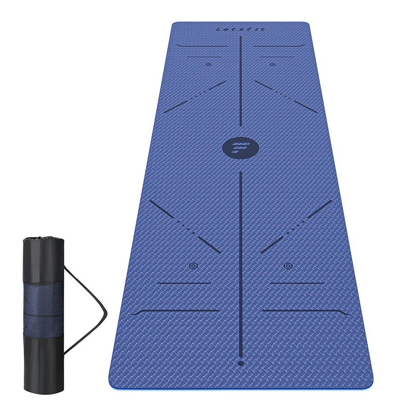 Yoga Bro's Blue Yoga Mat, Alignment Lines , Optimal Grip, Non-Slip 61 x  183cm