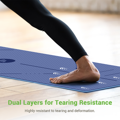 non slip yoga mat, dual layers for tearing resistance 